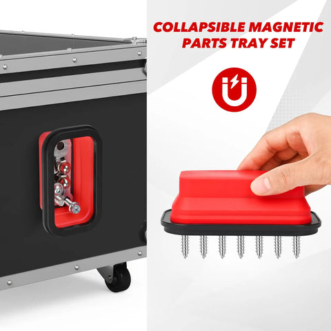 17 Inch Rolling Magnetic Sweeper With Wheels And Telescoping Adjustable Handle 10Lb Magnet Roller Magnetic Foldable Tray 15Lb Pickup Pen 3 Piece Magnet Sweeper Set For Quick Metal Cleanup