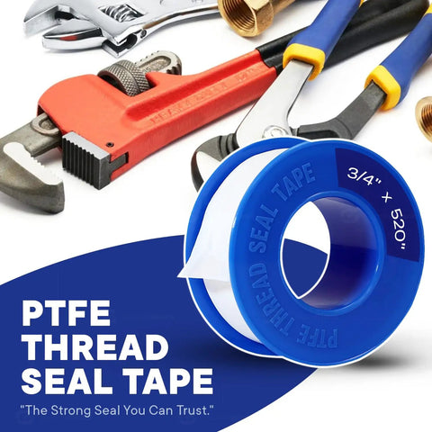 Leak Proof PTFE Thread Seal Tape Set Three Quarters Inch By Five Hundred Twenty Inches Ten Rolls High Density Plumbing Tape