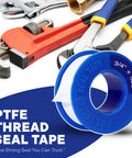 Premium PTFE Thread Seal Tape High Density Three Quarter Inch By 520 Inch For Pipes with plumbing tools in background