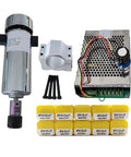800W 110V DC CNC Spindle Motor Kit With ER16 Chuck For Engraving And Milling, beefy 20000 RPM high torque, components shown