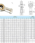 Female Piston Rod End Ball Head for Universal Pneumatic Cylinder U Fitting Mounting Knuckle Bearing Internal Thread 14mm Hole Includes 2 Pieces heavy-duty rod end with dimensions chart
