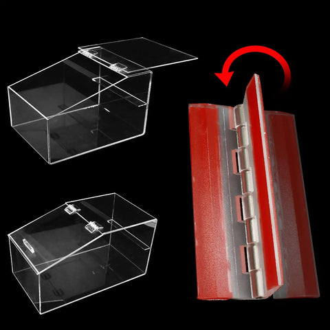 Six Pack Self Adhesive Cabinet Hinges With Stainless Steel Shafts Clear Acrylic 75mm Transparent Hinges Display