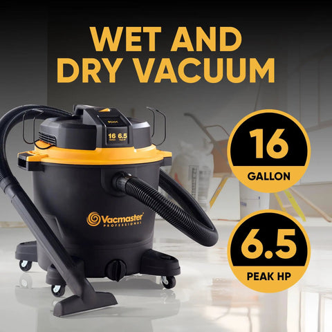 Beast Series 16 Gallon Wet/Dry Shop Vac With 6.5 HP Motor on display, featuring kink-resistant hose and high-efficiency filter.