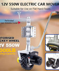 Gesaides Electric Trailer Mover Dolly With 550W Motor showing motorized jockey wheel for easy maneuvering with 6000lb towing capacity.