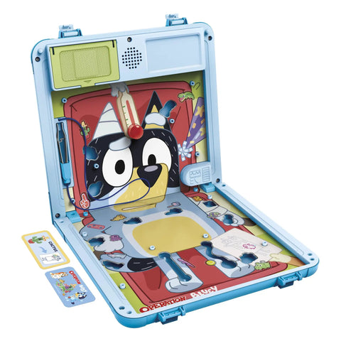 Legit Awesome Bluey Pediatrician Board Game For Kids Featuring Electronic Talking Sound Effects And All In One Carry Case With Two Play Modes And Super Chill Family Fun For Ages 6 Plus Totally Rad Interactive Playtime, open board game view.