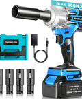 Beefy 1/2 Inch Cordless Impact Wrench With 450 Ft Lbs Torque, Brushless Motor, 4.0Ah Battery, 4 Sockets And Fast Charger