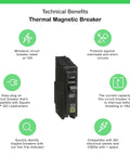 Qwik Open 15 Amp Mini Circuit Breaker 1 Pole 120 To 240 Volt 10kA Breaking Capacity Plug In Mount with technical benefits