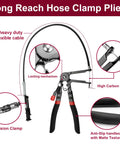 9 Piece Hose Clamp Pliers Set With Long Reach Clic R Swivel Jaw and Flat Band Pliers, anti-slip handle, high carbon steel