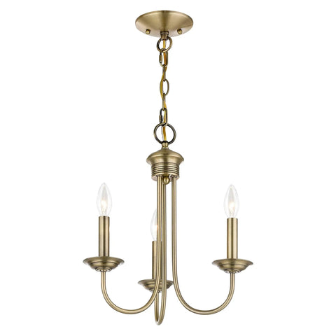 Antique Brass Mini Chandelier Medium Size Ceiling Light Fixture with Traditional Design and Durable Steel Build