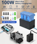 Ultra Portable 100W Drone Power Station With 27000mAh Battery, Parallel Charging Hub for DJI drones and accessories shown