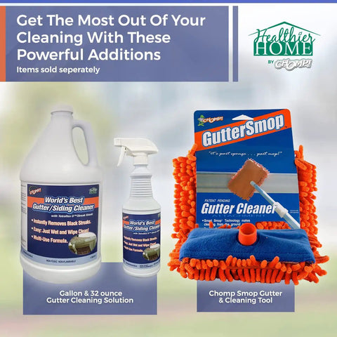 Worlds Best Gutter Cleaner For All Types Of Rain Gutters Siding And Metal Trim Quickly Removes Black Streaks Dirt Filth And Oxidation Ready To Use No Mixing Required 32 Oz bottle with cleaning mop