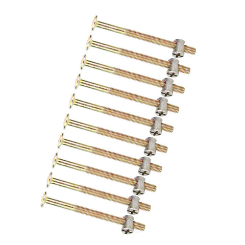 Heavy Duty M6 X 80mm Bunk Bed Replacement Hardware Kit 10 Sets Carbon Steel Hex Bolts arranged in rows for assembly.
