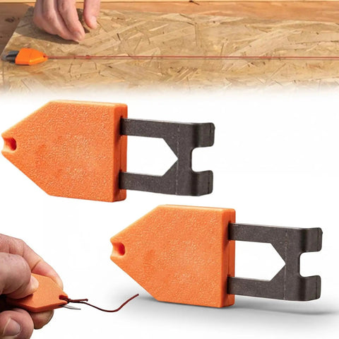 Two orange Rope Anchor Hooks for One Handed Quick Fixes in Carpentry, shown with rope anchored on wood surface for easy use.