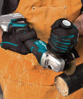Worker using 18V LXT Brushless Cordless Paddle Switch Cutoff And Angle Grinder Four And One Half Inch To Five Inch Electric Brake