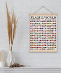 World Map Wall Art Poster With Flags Of The World Geography Classroom Decor International Flag Reference Chart Cool Wall Art Print For Living Room Or Office 12x16 Signs on wall