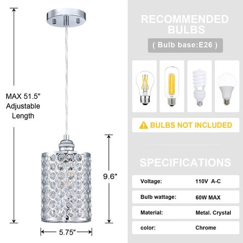 3 Pack Crystal Pendant Light With Polished Nickel Finish And Opal Polyhedral Shade For A Modern Bar Vibe dimensions and specifications.