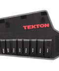 Eight Tool Stubby Wrench Roll Organizer For Five Sixteenths To Three Quarters Inch Stubby Wrenches with Tekton branding