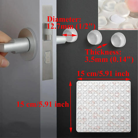 Clear Self Adhesive Cabinet Door Bumpers, 100 Pack Silicone Rubber Cushions For Cabinets, Drawers, Cupboards, 1/2 Inch Diameter