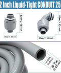 One Half Inch Liquid Tight Non Metallic Electrical Conduit Kit With 25 Ft Flexible Conduit And Five Straight 180 Degree Fittings
