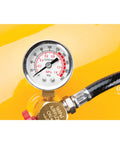 Hi Viz 5 Gallon Horizontal Portable Air Tank With Tire Chuck And Gauge, close-up of pressure gauge showing PSI and MPa