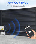 Heavy Duty 4400lb Automatic Sliding Gate Opener Kit With APP Control 750W Motor and phone displaying app control feature