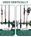 Vertical And Horizontal Fishing Rod Holder Set For Wall, Ceiling, Or Garage, Holds Up To 6 Rod And Reel Combos, Grooved Slots, green, used vertically