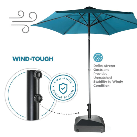 Beefy Mobile Umbrella Stand With Wheels And Locks Fillable Base Holds 125 Lbs Windproof Outdoor Pole Holder for patio deck