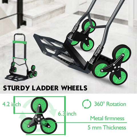 Built Tough Heavy Duty Hand Truck With Stair Climbing Wheels And One Touch Retractable Handle, 330 LB Capacity detailed view