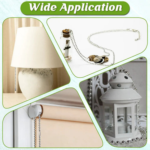 50 Pcs Silver Tone Stainless Steel Ball Chain Connectors And Clasps Set For 4.5mm Ball Chain for lamps, blinds, and decor