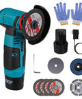 Cordless 3 Inch Mini Angle Grinder Kit With 2 Batteries And 7 Cutting Discs, 19000 RPM, 12V Portable Grinding Tool For Metal Wood Tile