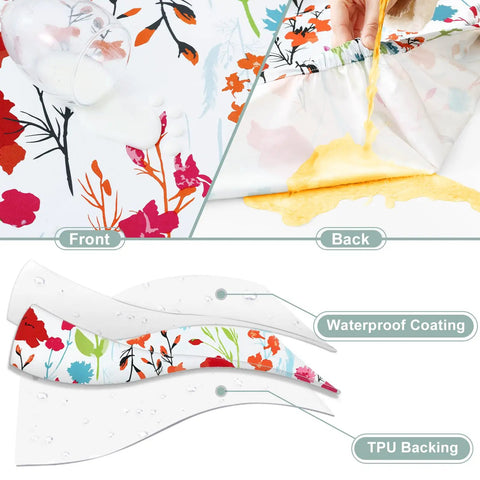 All-in-One Picnic Table Cover Set With Bench Covers For 6 Foot Tables, Waterproof Elastic Fitted Tablecloths, showing flower print
