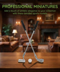 Alloy Mini Golf Club Set With Six Clubs And Four Balls For Dollhouse Dioramas And Display Scenes in miniature room setting