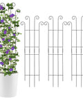 Four Pack 32 Inch Tall Wave Shape Black Metal Garden Trellis Set For Climbing Plants Indoors And Outdoors With Adjustable Height