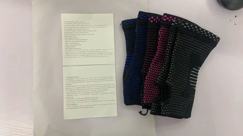 Wrist Compression Sleeves Pair For Carpal Tunnel Pain Relief And Support For Women And Men Breathable, shown with packaging.