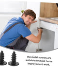 100 Piece Mini Machine Screws For Furniture Repair And DIY Projects Rock Solid Tiny Fasteners installed in cabinet.