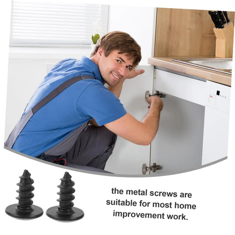 100 Piece Mini Machine Screws For Furniture Repair And DIY Projects Rock Solid Tiny Fasteners installed in cabinet.