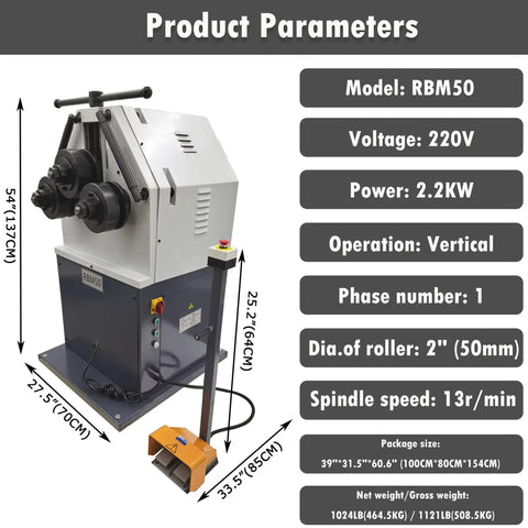 Top Tier Badass Electric Hydraulic Roll Bender Delivering Slick Precision For Swift Horizontal Or Vertical Metal Tube Forming And Heavy Duty Steel Pipe Rolling Built Different Pro Gear with specifications.