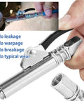 Grease Coupling Kit With 30cm Hose For Auto And Machinery Maintenance Flexible Reach One Hand Handle showing leak-tight use