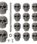 Badass Skull Rivet Studs With Screws In Silver Gray Finish Genuine Gothic Concho Hardware For Leather Craft Belts Bags.