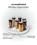 Basic Turntable Organizer For Kitchen Cabinets And Countertops, 360 Spin Storage for spices with jars, white single level.