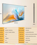 Heavy Duty 100 Inch Digital Signage Display Featuring Kickass 4K Resolution And Ultra Thin Zero Point Six Eight Bezel, side view with dimensions.