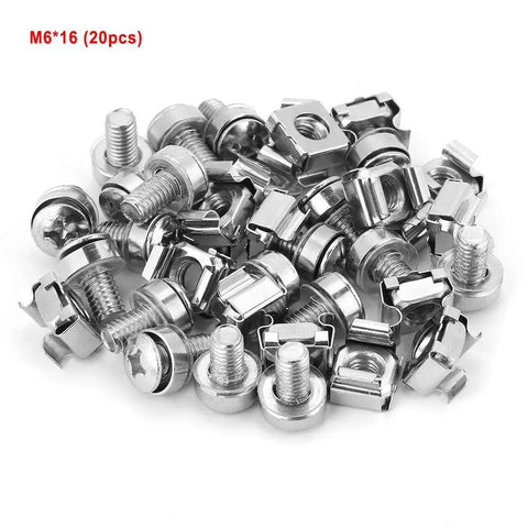 Pro-Grade Cage Nut And Screw Kit With Durable Plated Iron Construction Fits Standard 19 Inch Server Racks M6 X 16 screws and cage nuts
