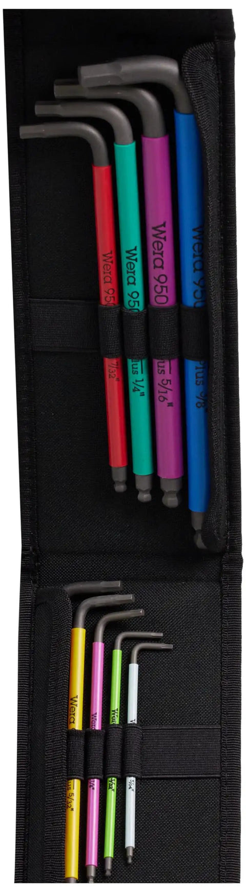 Pro Grade Nine Piece Imperial L Key Set With Color Coded Hex Keys And Ballpoint Long Arm In Durable Carry Case For Recessed Hex Screws