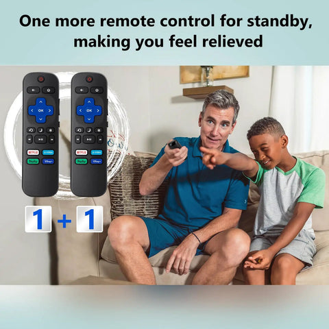 Pack Of 2 Replacement Remote For Roku TV Compatible With TCL Roku Hisense Roku And Onn Roku Models in living room setting
