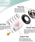 Plug And Play Toe Touch Bathtub Drain Stopper In Smooth Brushed Nickel For Quick Tub Swaps, parts and structure layout.
