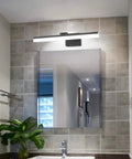 Dimmable Black Vanity Light Bar For Bathroom Over Mirror 6000K Daylight LED Rotatable Aluminum Fixture 14W shown installed