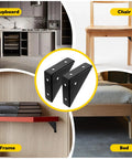 Beefy Heavy Duty Metal Corner Brackets for Wood showcased with various furniture applications, black finish