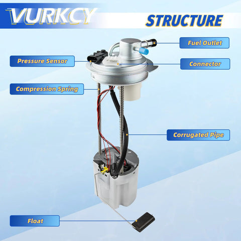 Diagram of Electric In-Tank Fuel Pump Module Assembly For 2007-2008 Chevrolet Silverado 1500 And GMC Sierra 1500 V8