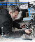 Mechanic using Two Pack Seven Point Five Inch Ninety Degree Weld In Exhaust Hanger Rods for Universal Exhaust System installation
