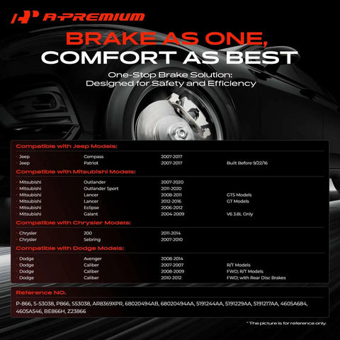 Top Shelf Front Brake Rotors And Ceramic Pads Kit 6 Pack 11.57 Inch Fits Jeep Compass Patriot Mitsubishi Outlander compatibility chart